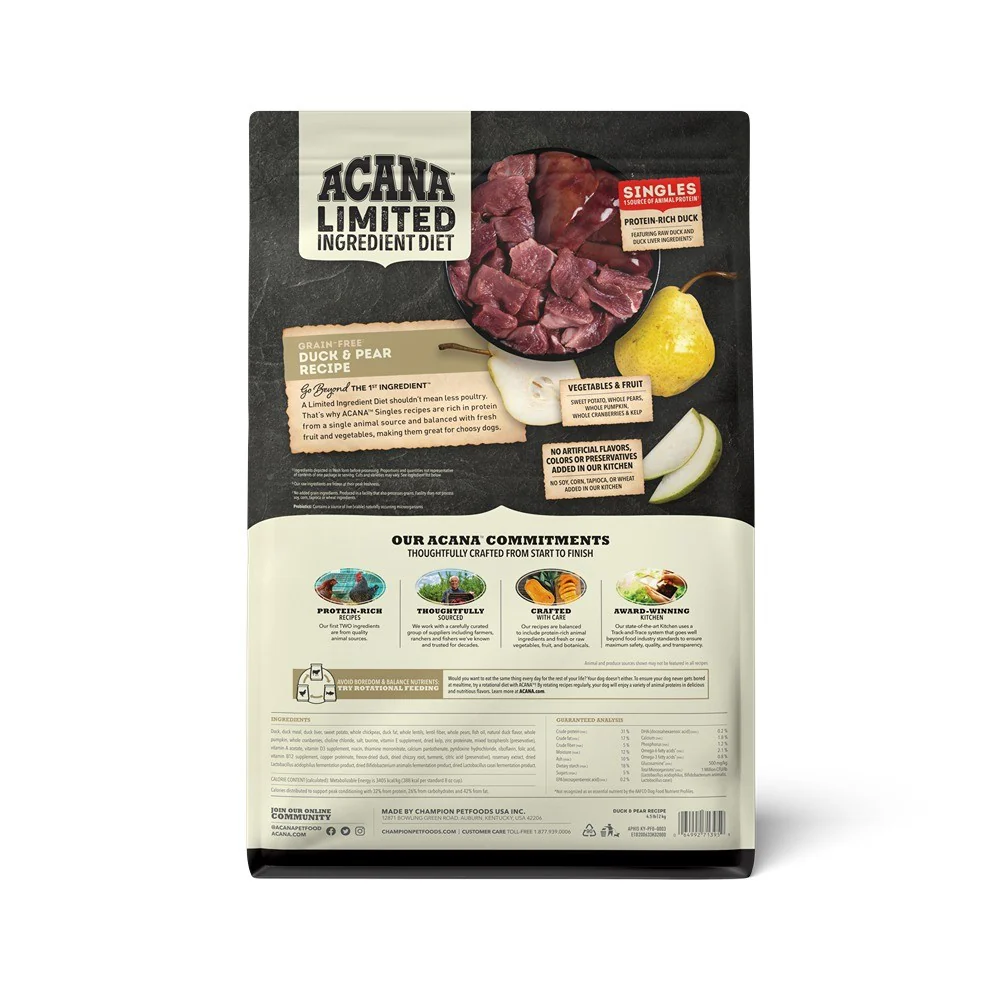 Acana Adult Limited Ingredient Duck & Pear Dry Dog Food - Image 4