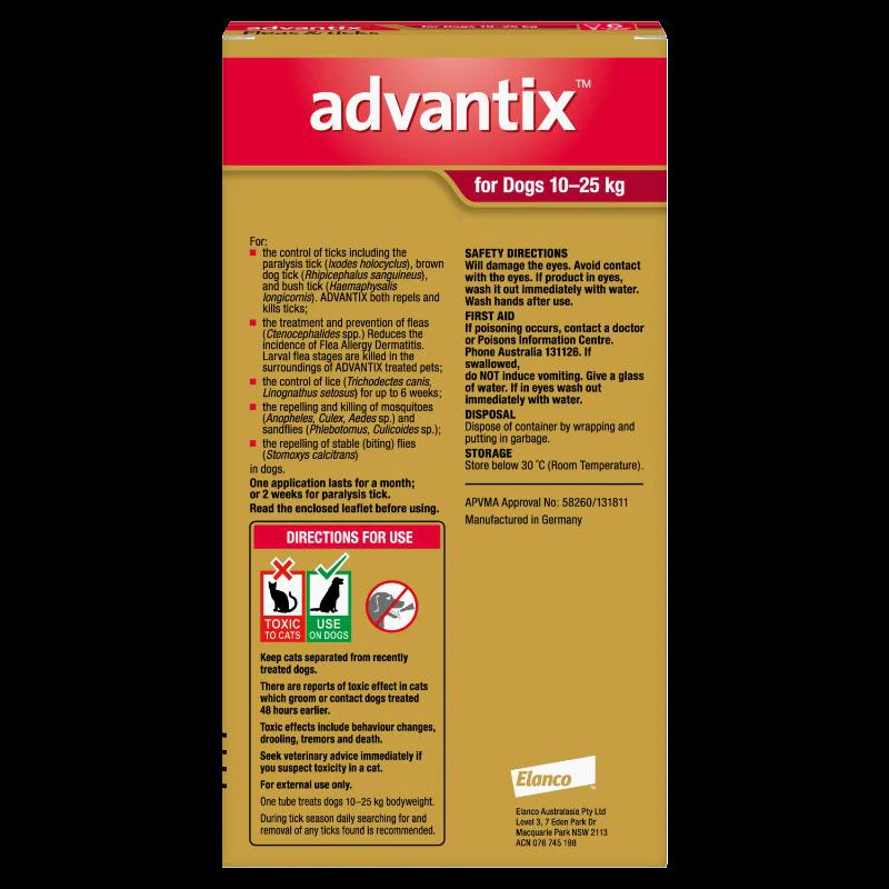 Advantix Flea & Tick Treatment 10-25kg Dog - Image 16
