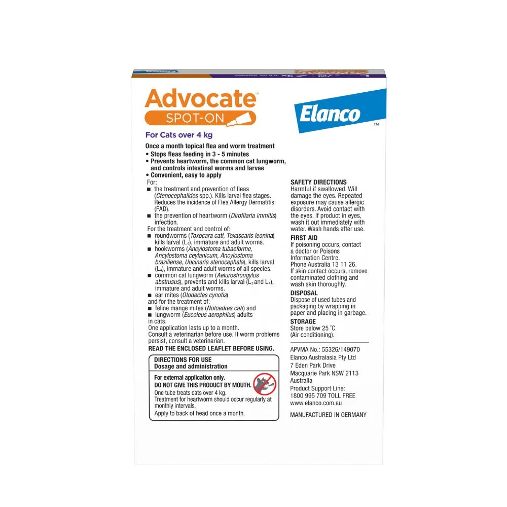 Advocate Spot-On Flea & Worm Treatment >4kg Cat - Image 4