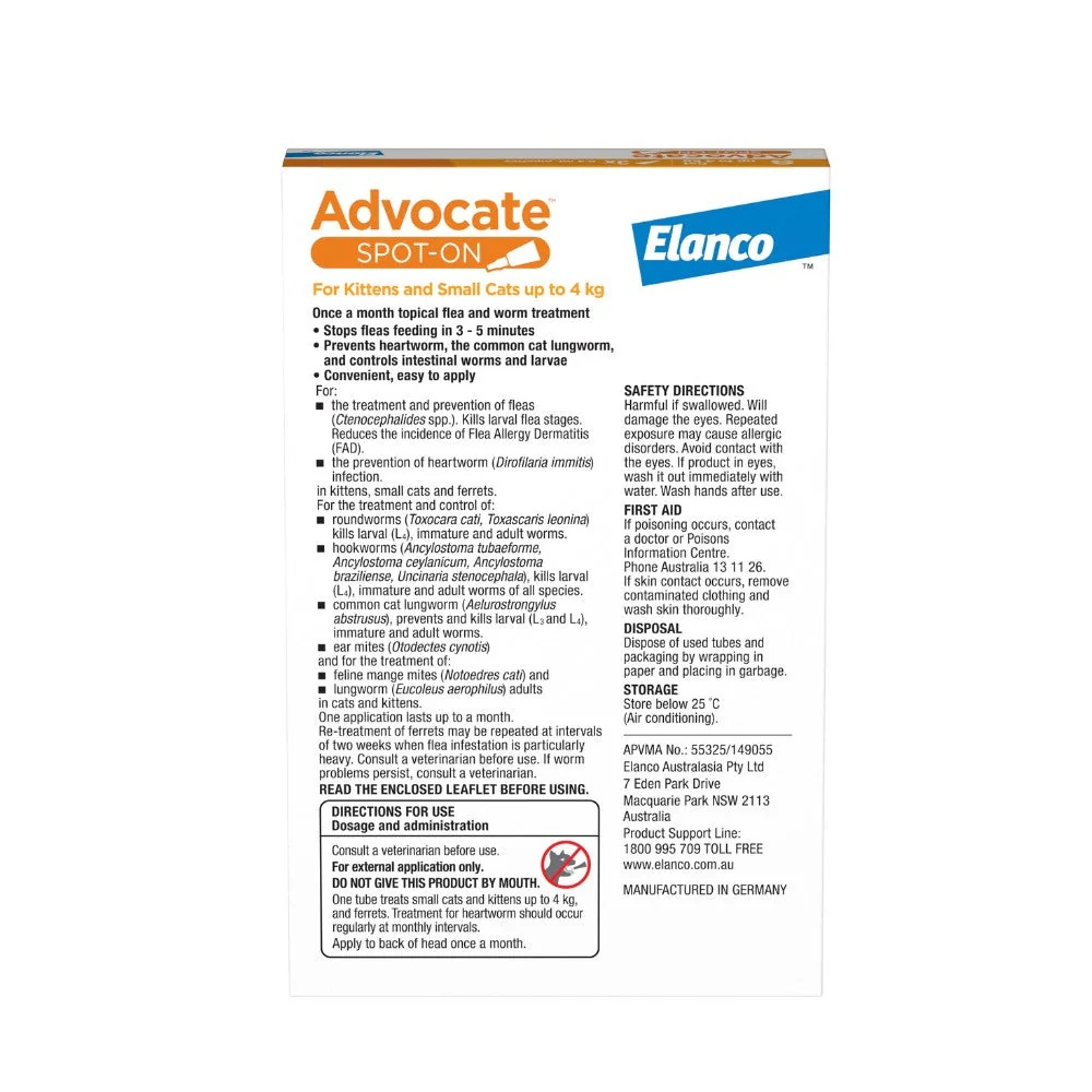 Advocate Spot-On Flea & Worm Treatment <4kg Cat - Image 4