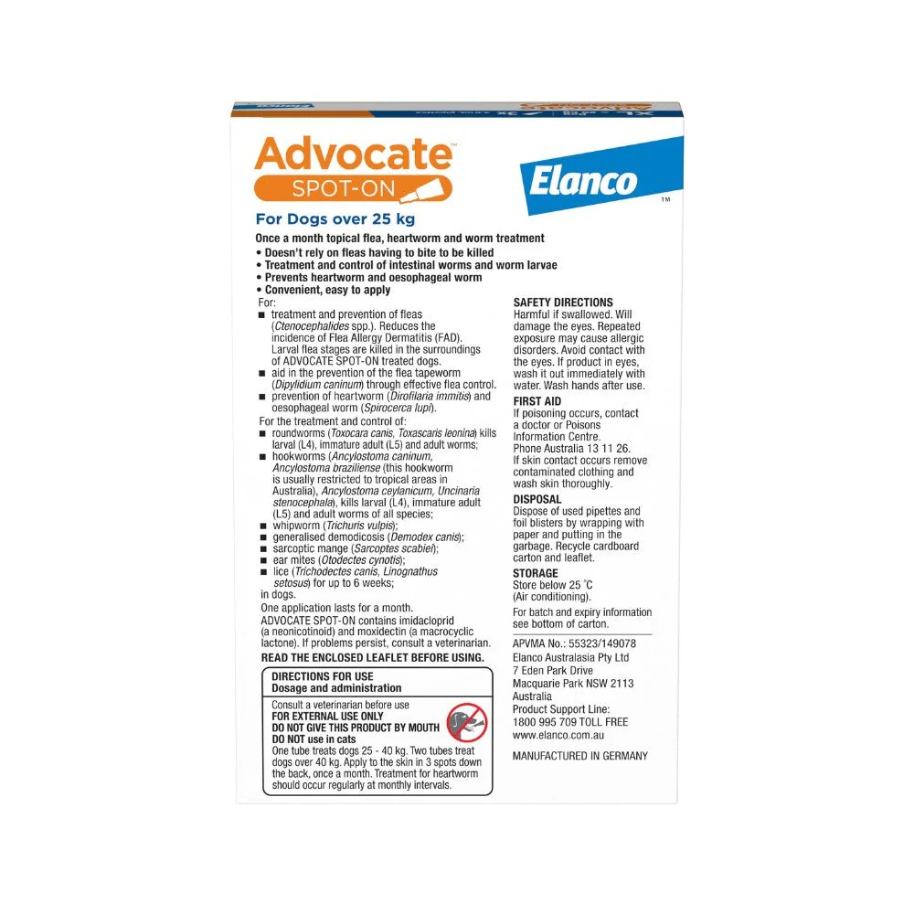 Advocate Extra Large Breed 25kg+ Flea & Worming Spot-On Dog Treatment - Image 4