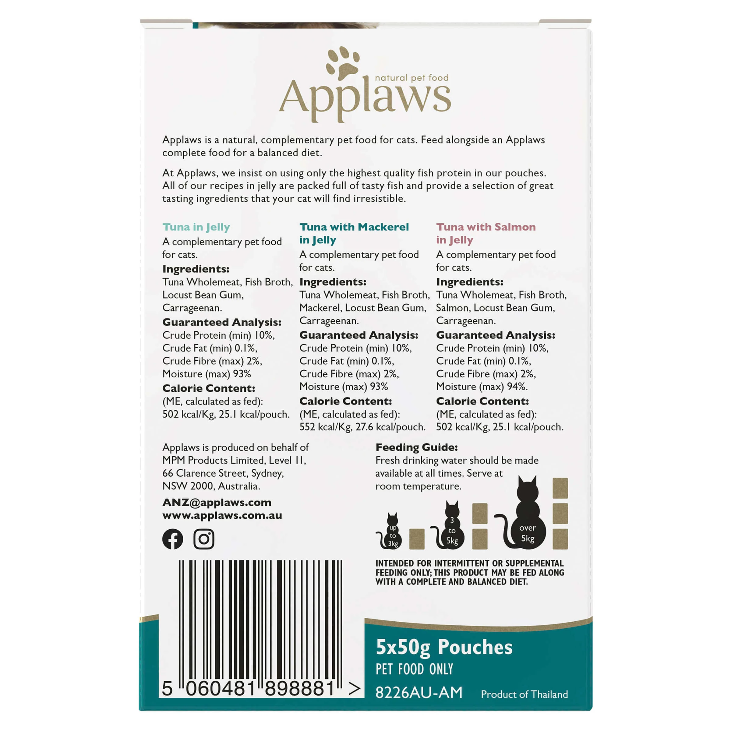 Applaws Natural Tuna in Jelly Wet Cat Food Pouches - Image 2
