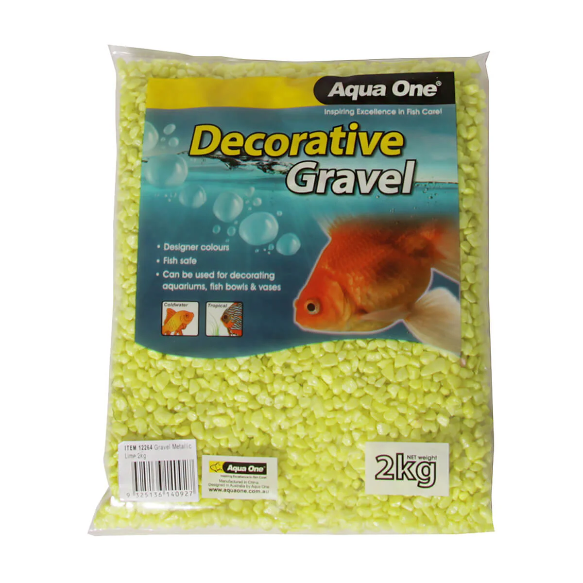 Aqua One Gravel Metallic Lime 2kg - Image 2