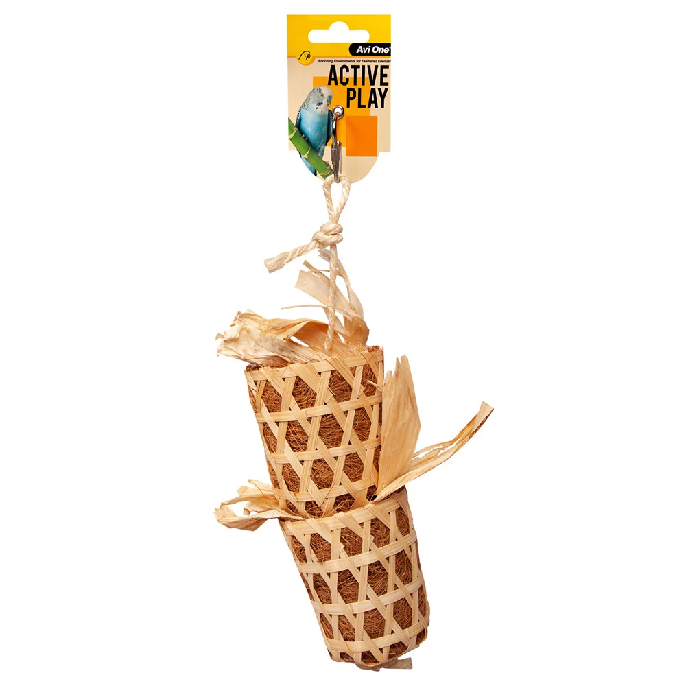 Avi One Bird Toy Bamboo Basket