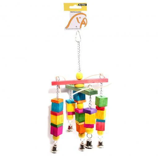 Avi One Bird Toy Leather Rope Coloured Wood Cube - Image 4