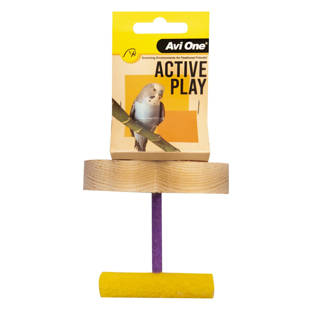 Avi One Bird Toy Wooden Heart Mirror With Sandy Perch - Image 2