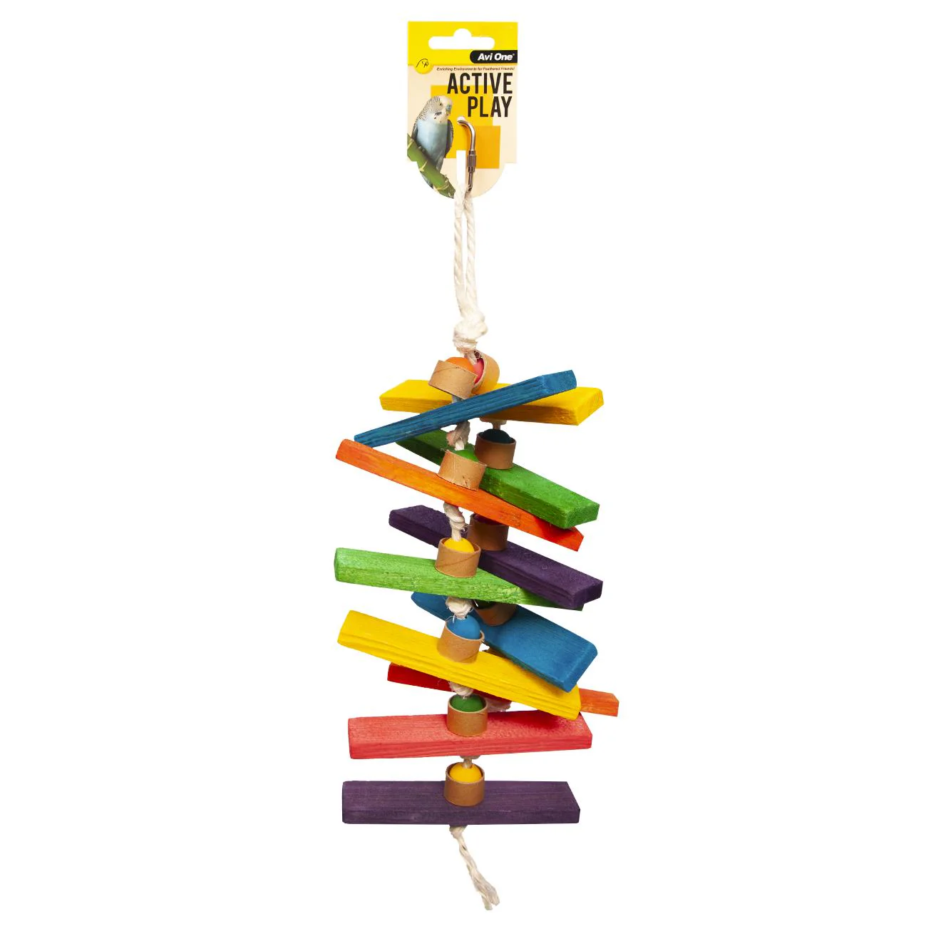 Avi One Bird Toy Wooden Planks With Beads