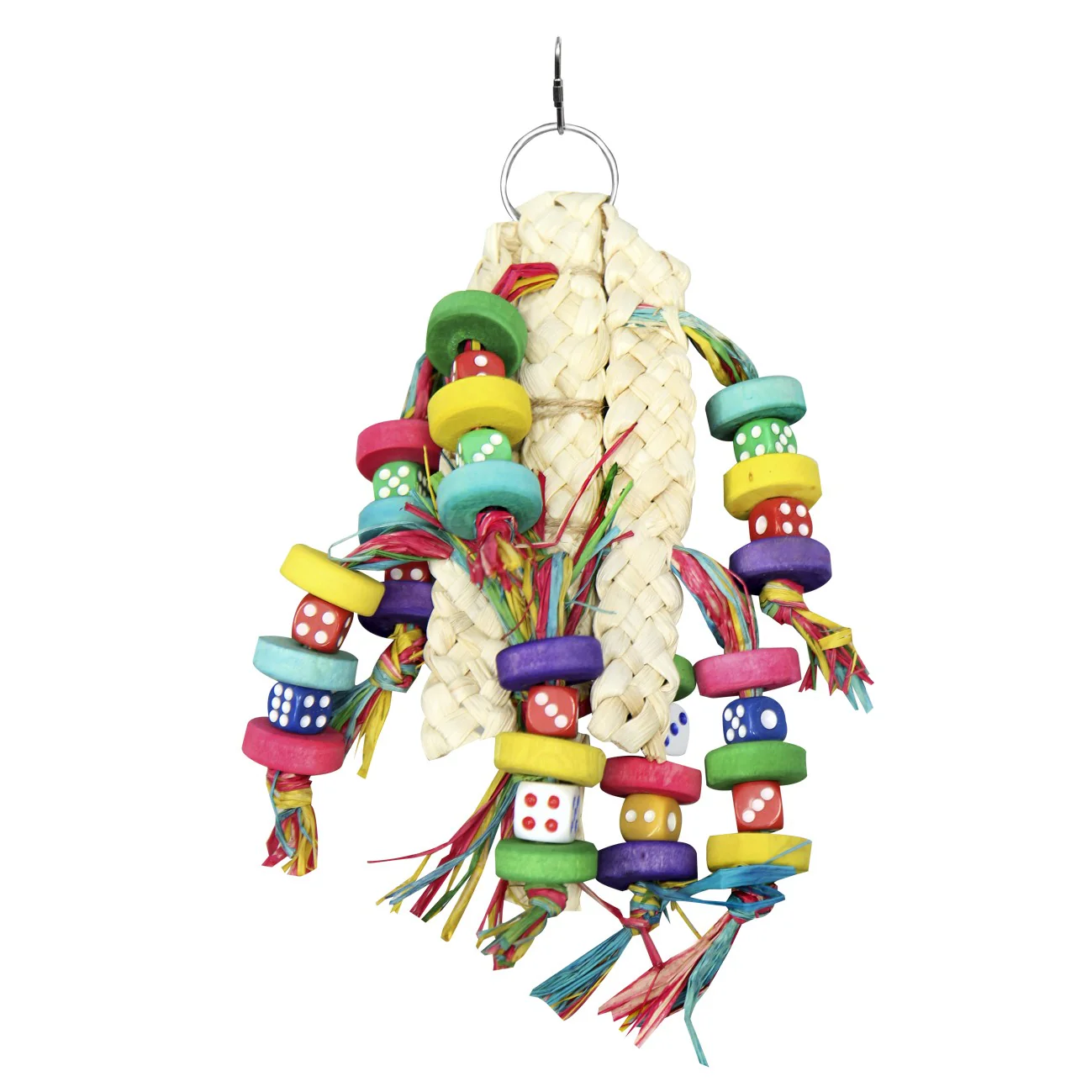 Avi One Wooden Beads With Raffia & Seagrass Bird Toy - Image 2