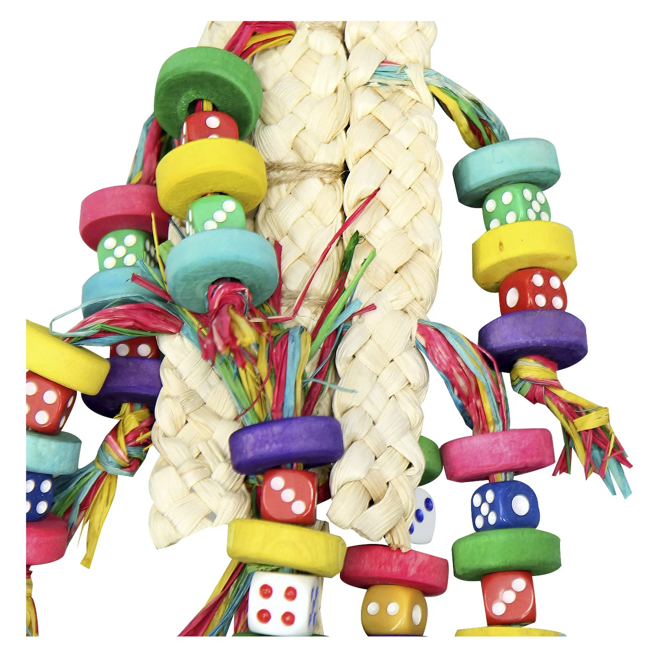 Avi One Wooden Beads With Raffia & Seagrass Bird Toy - Image 3
