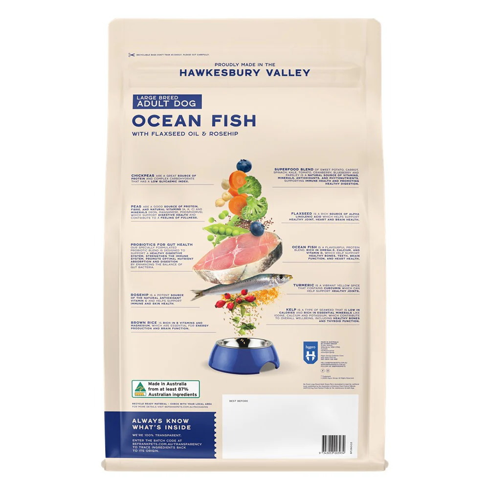 Be Frank Core Large Breed Adult Ocean Fish Dry Dog Food - Image 3