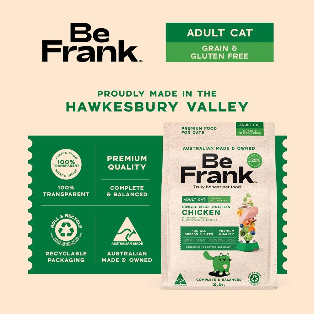 Be Frank Grain Free Adult Chicken Dry Cat Food 2.5kg - Image 5