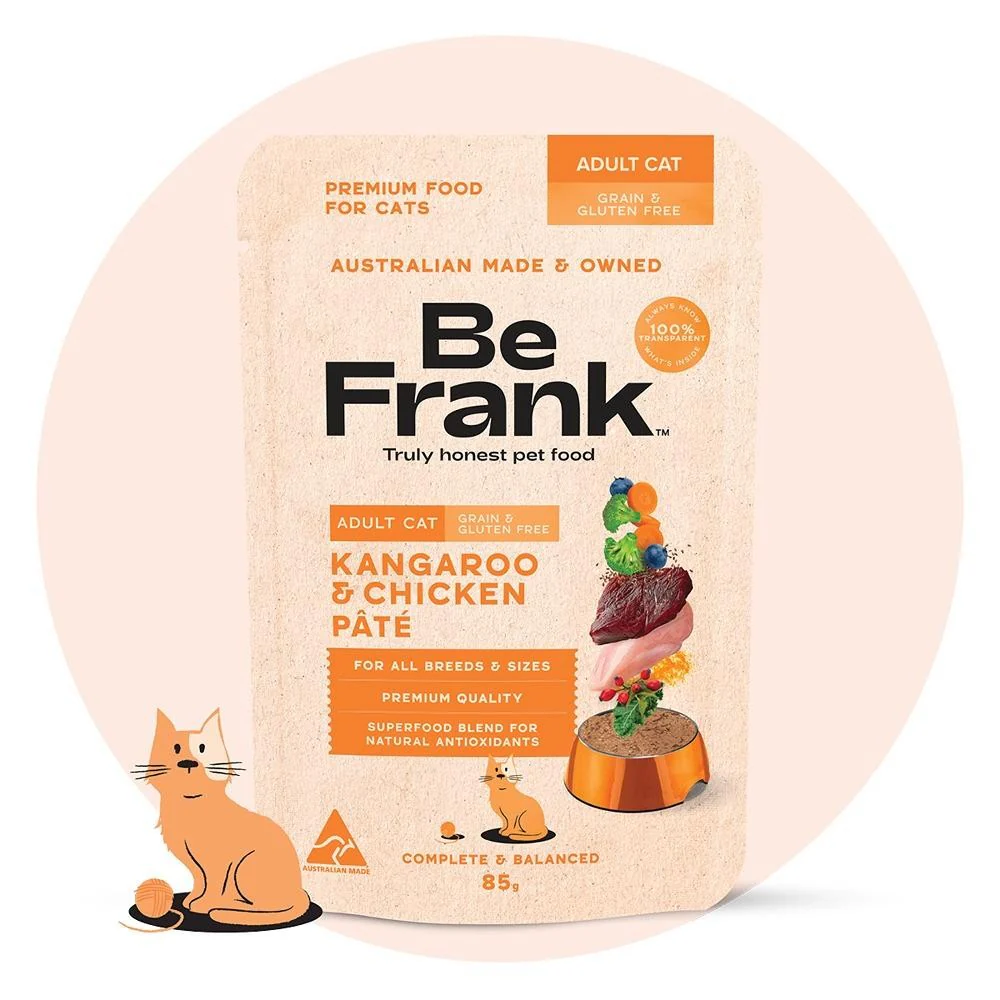 Be Frank Grain Free Adult Kangaroo & Chicken Pate Wet Cat Food - Image 2