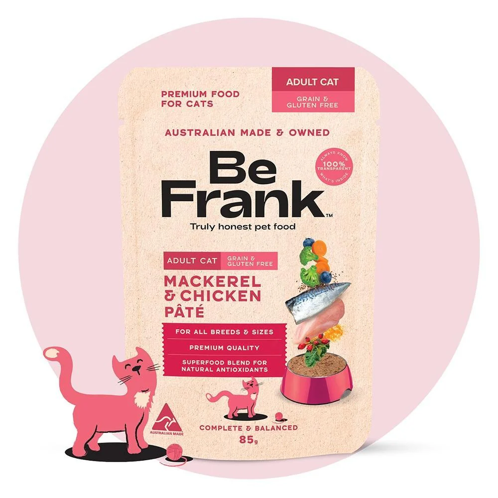 Be Frank Grain Free Adult Mackerel & Chicken Pate Wet Cat Food - Image 2