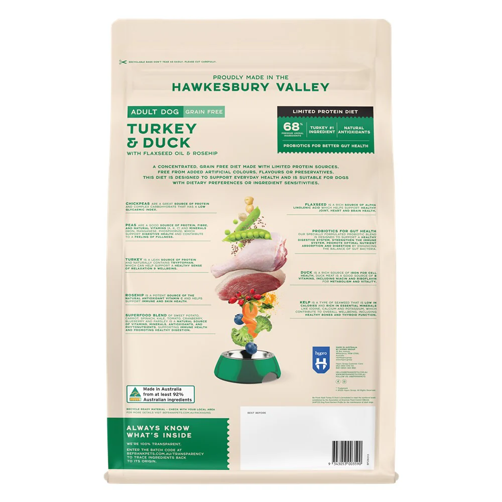 Be Frank Grain Free Duck & Turkey Dry Dog Food - Image 5