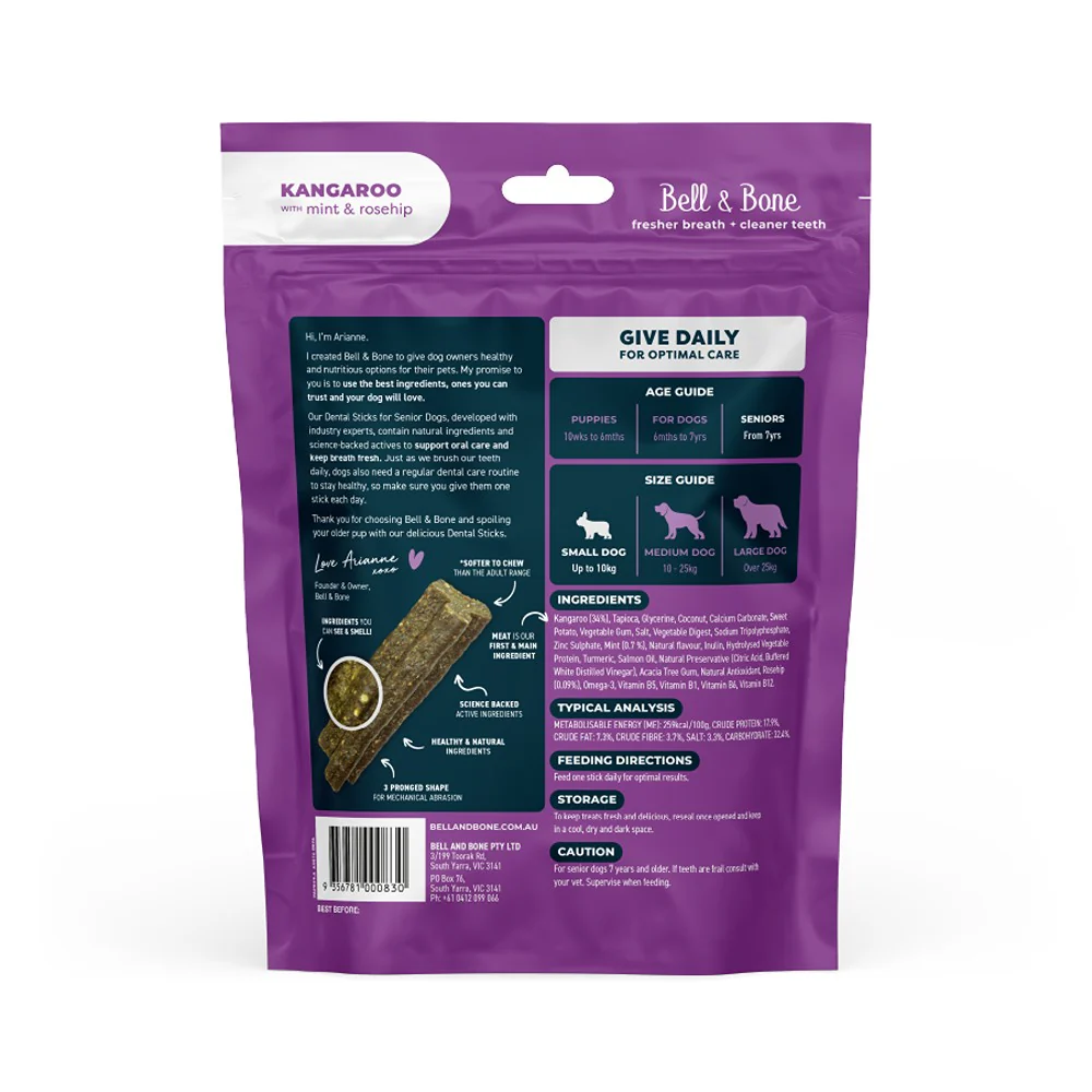 Bell & Bone Kangaroo Senior Dental Sticks Dog Treats - Image 7