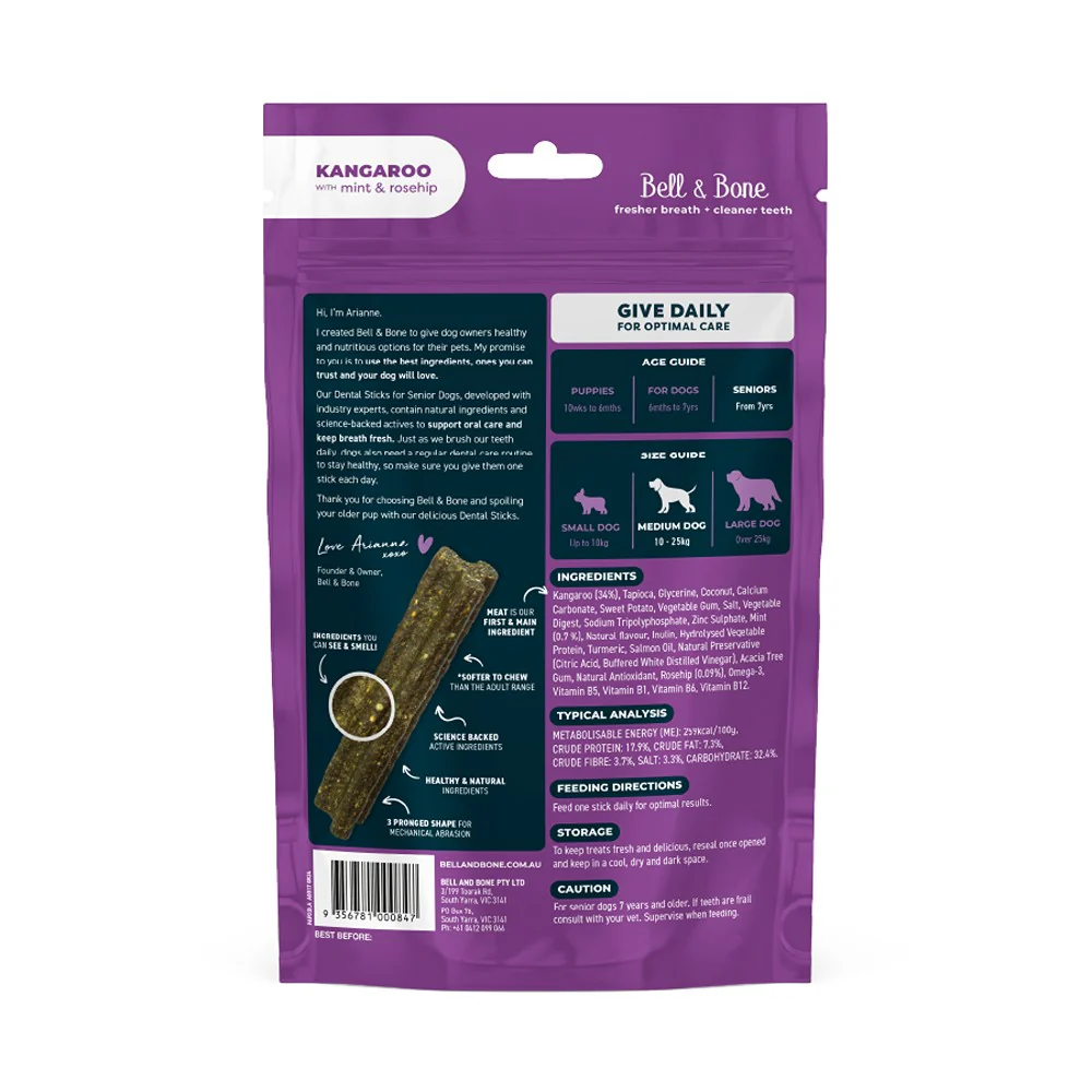 Bell & Bone Kangaroo Senior Dental Sticks Dog Treats - Image 8