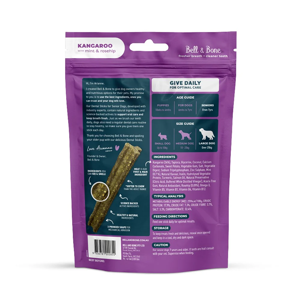 Bell & Bone Kangaroo Senior Dental Sticks Dog Treats - Image 9