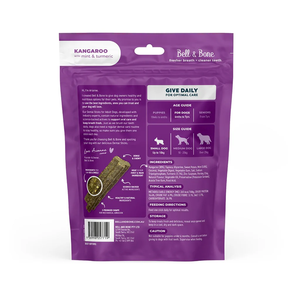 Bell & Bone Roo & Turmeric Dental Sticks Dog Treats - Image 7