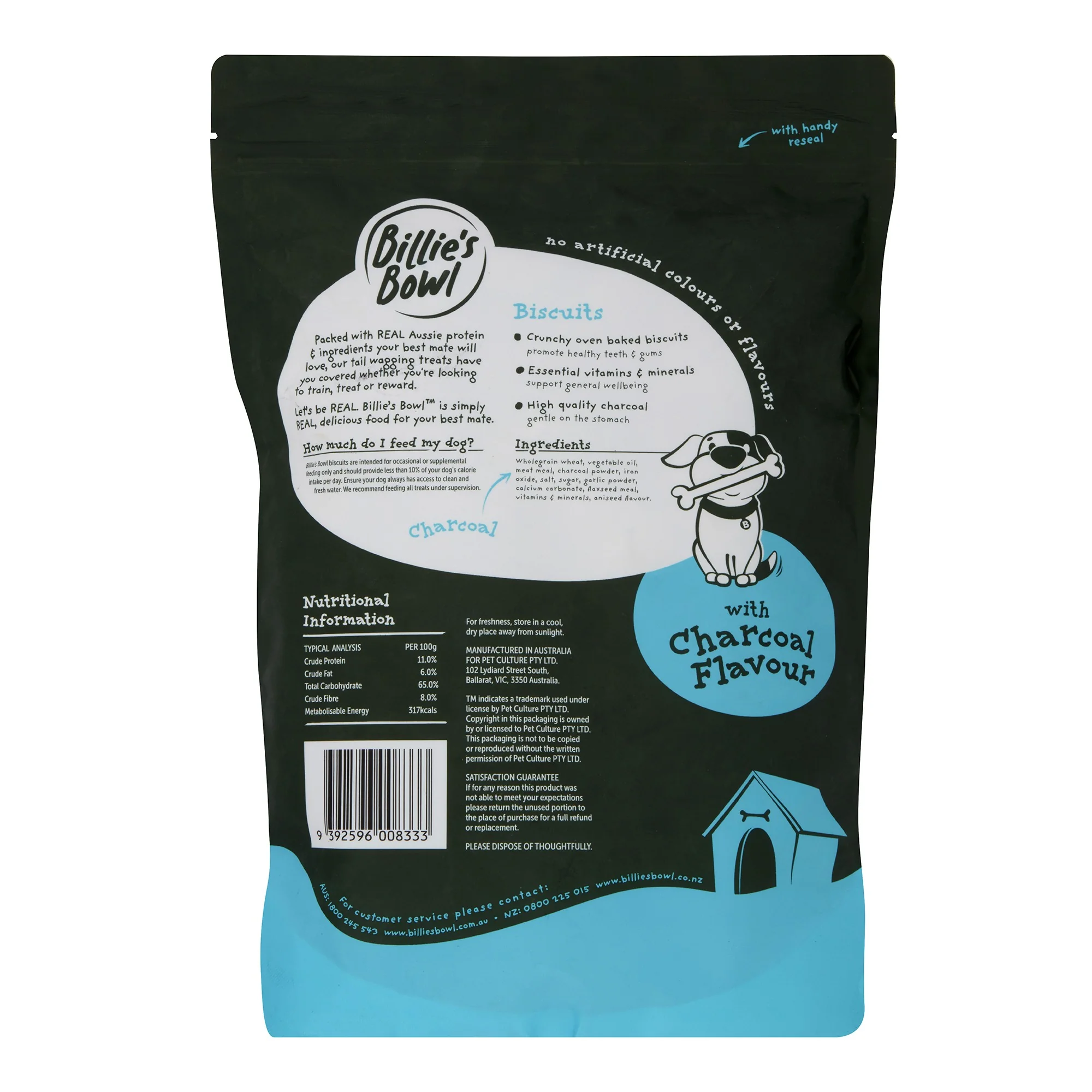 Billie's Bowl Buscuits Charcoal Flavour Dog Treats - Image 2