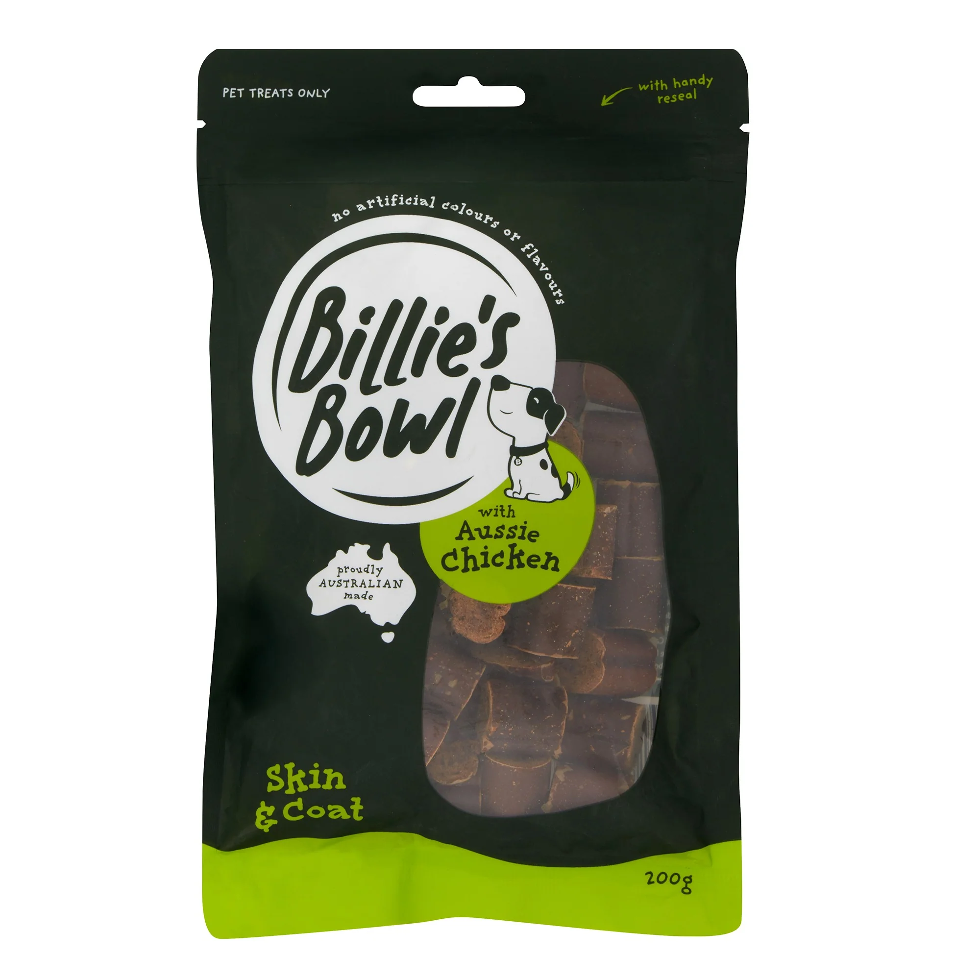 Billie's Bowl with Aussie Chicken Skin & Coat Dog Treats