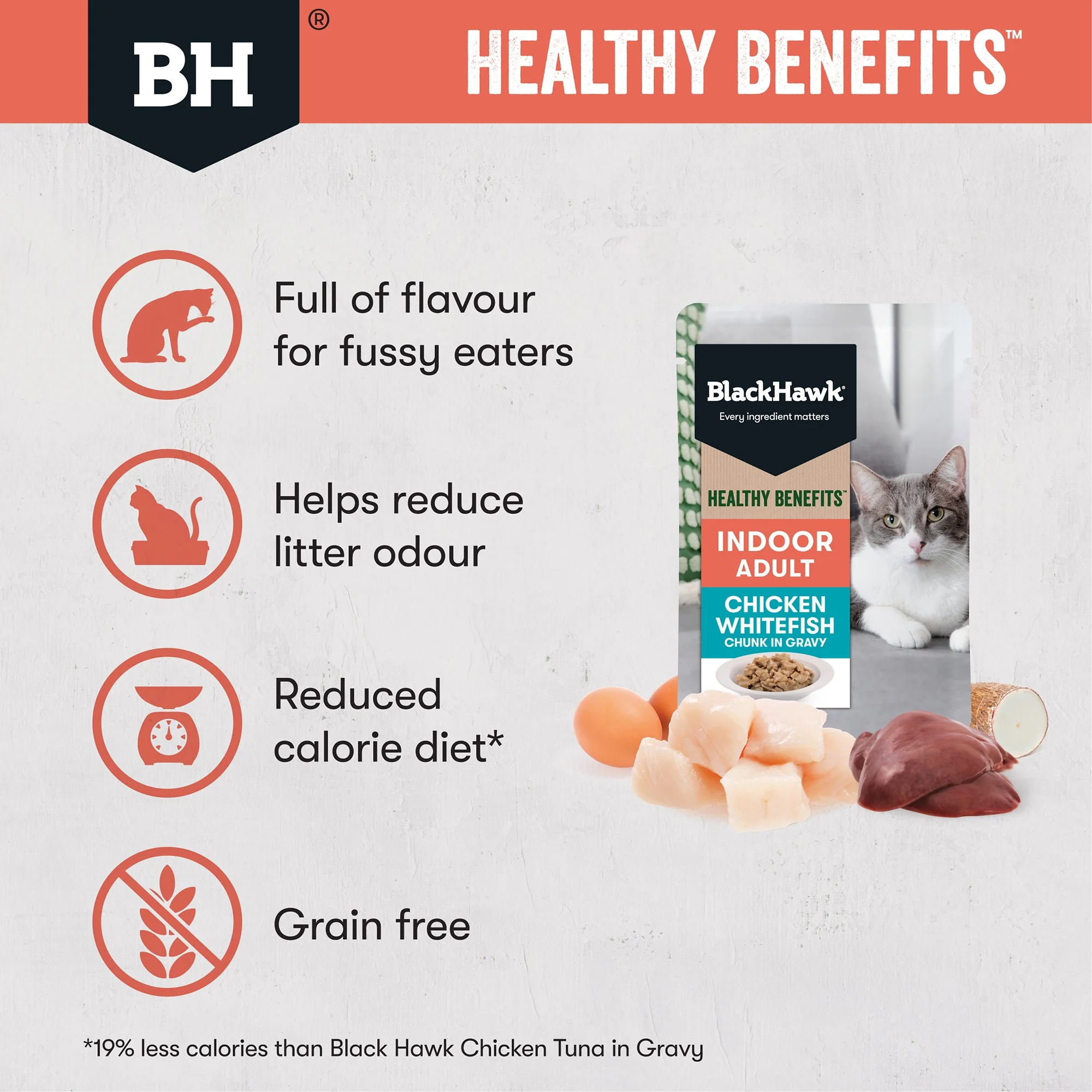 Black Hawk Healthy Benefits Indoor Chicken Whitefish in Gravy Wet Cat Food - Image 13