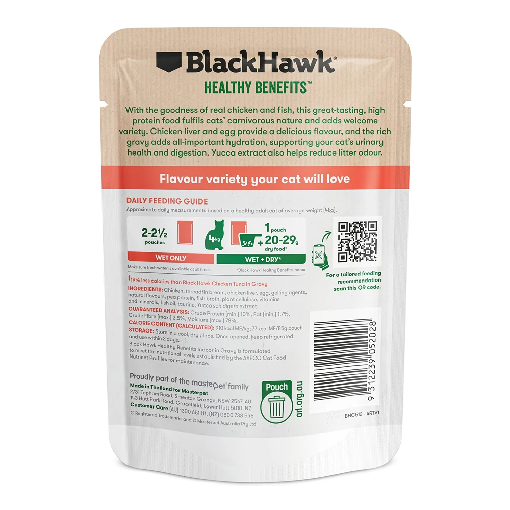 Black Hawk Healthy Benefits Indoor Chicken Whitefish in Gravy Wet Cat Food - Image 6