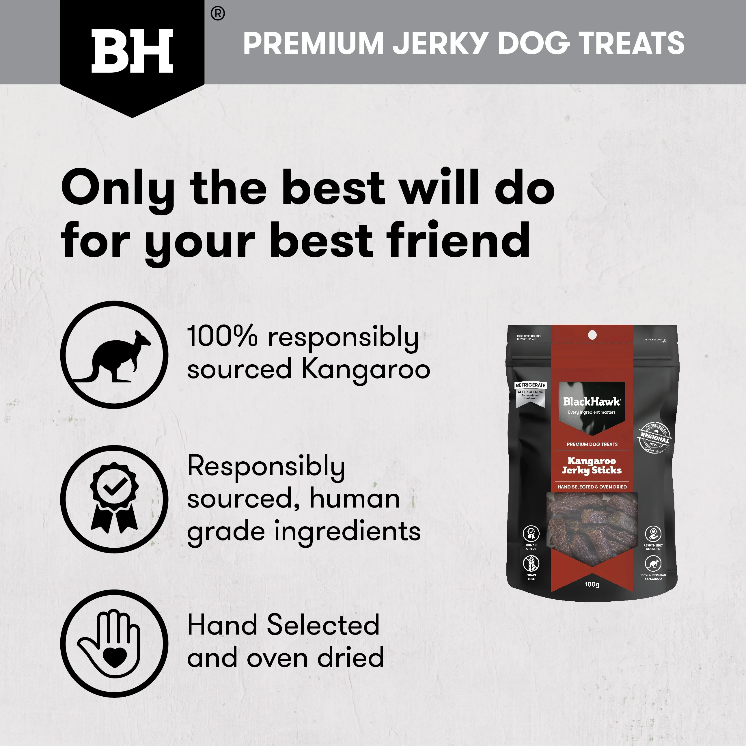 Black Hawk Kangaroo Jerky Sticks Dog Treats - Image 4
