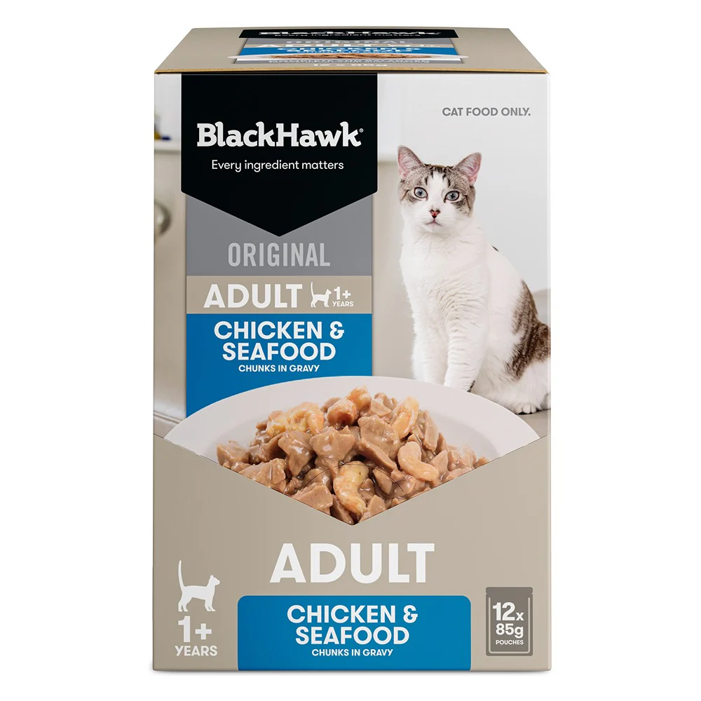 Black Hawk Original Chicken Seafood in Gravy Wet Cat Food - Image 3