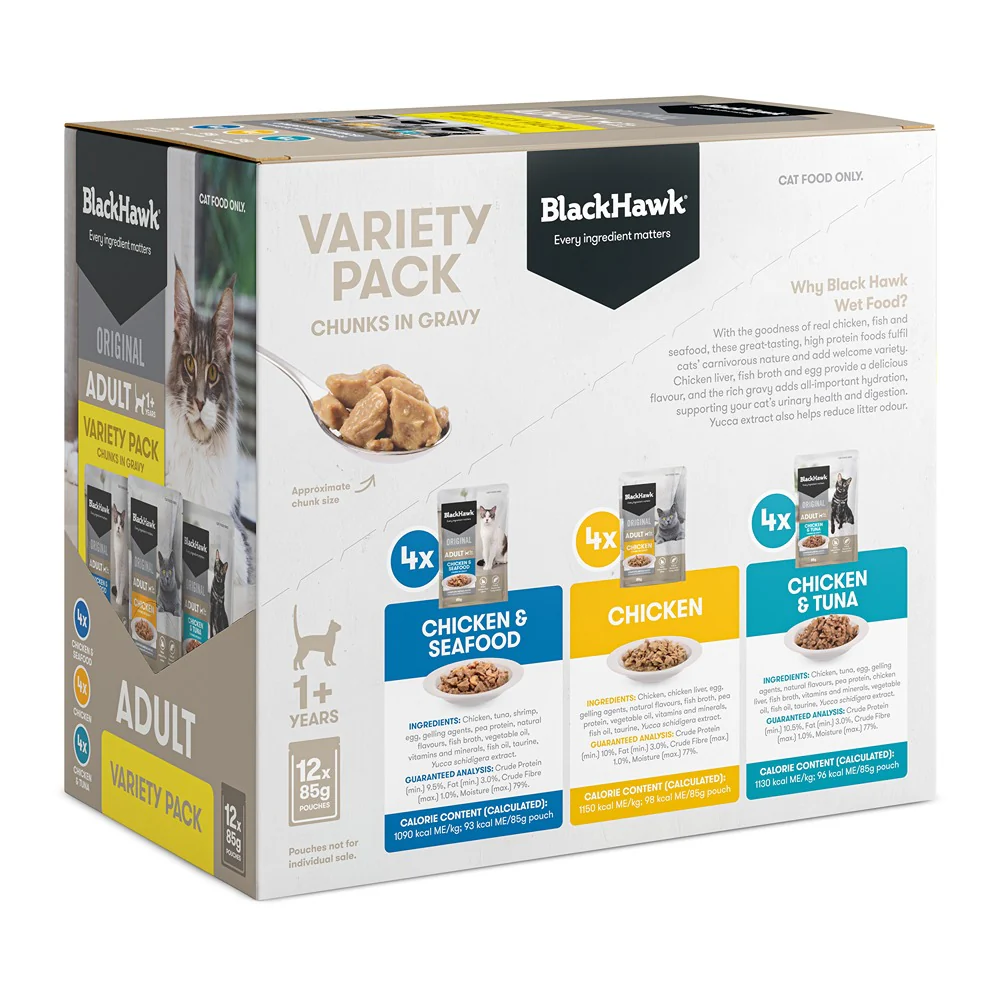 Black Hawk Original Variety Pack in Gravy Wet Cat Food - Image 2