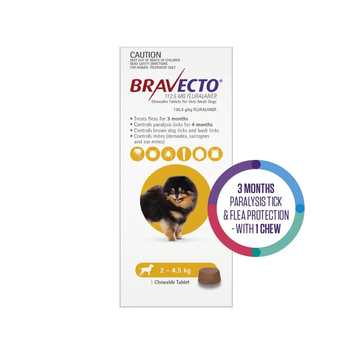 BRAVECTO Flea & Tick Chew Treatment 2-4.5kg for Dogs - Image 2