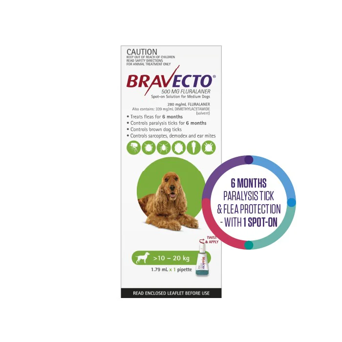 BRAVECTO Flea & Tick Spot-On Treatment 10-20kg Dog