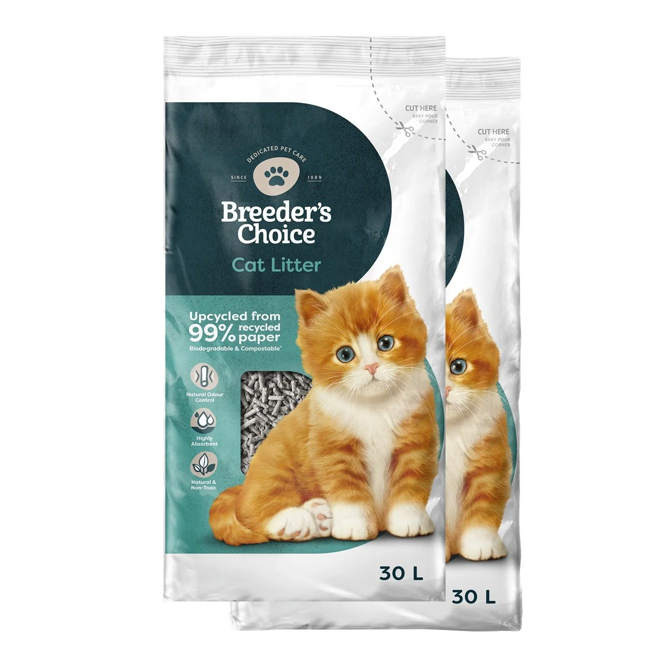 Breeder's Choice Recycled Paper Cat Litter - Image 2