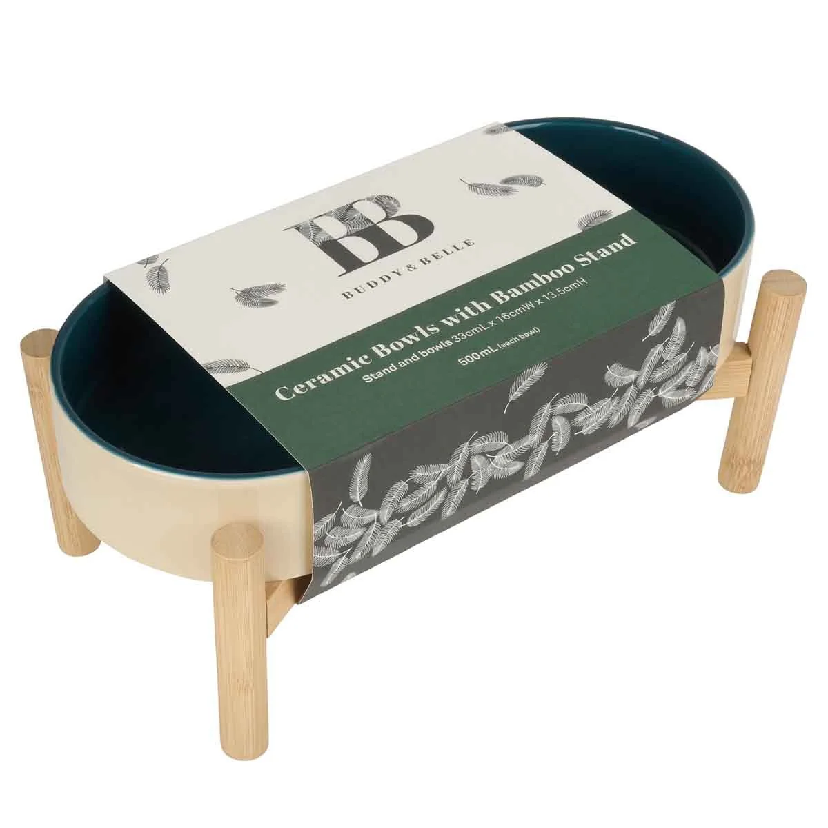 Buddy & Belle Ceramic Bowls with Bamboo Stand - Image 4