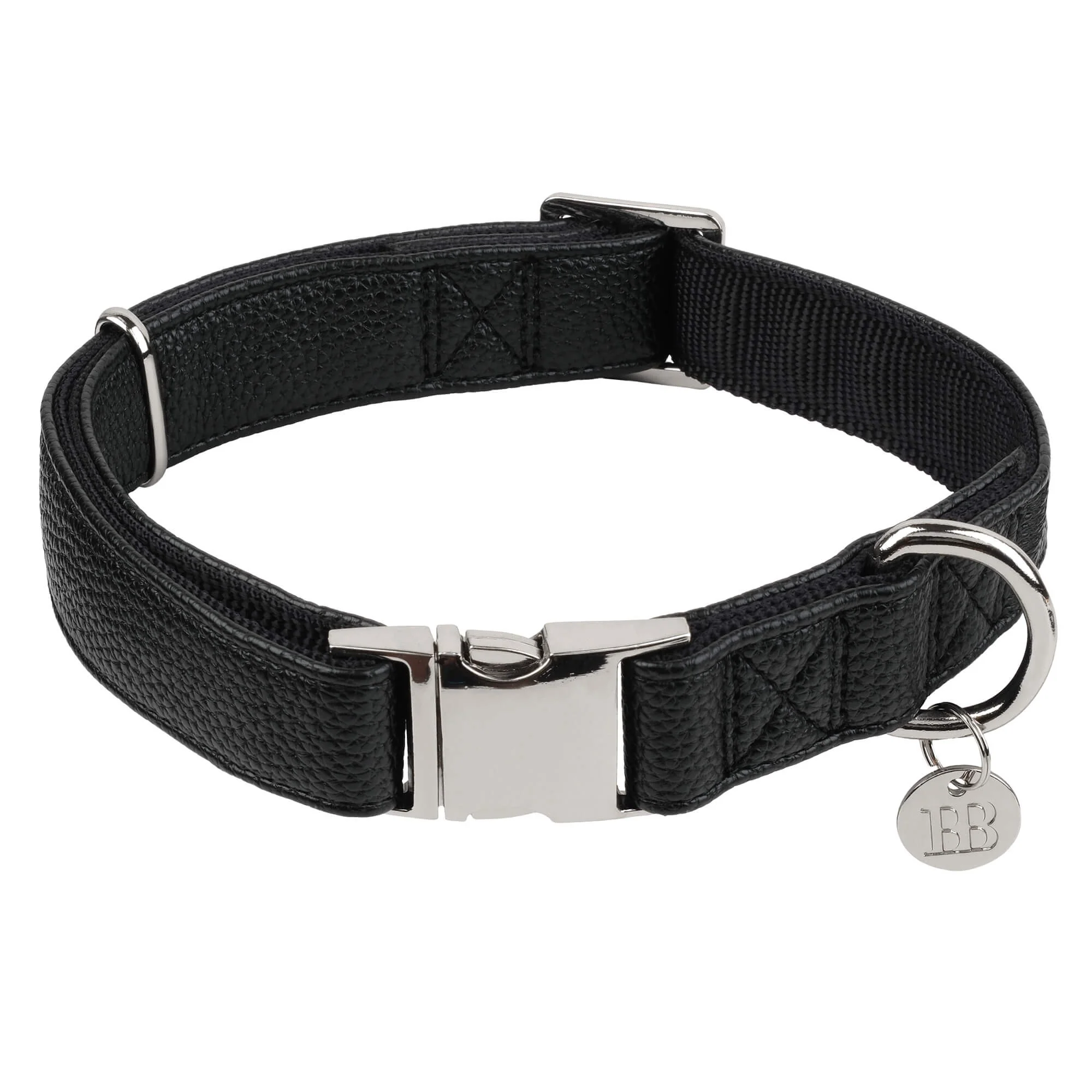 Buddy & Belle Faux Leather Dog Collar Black - Image 2