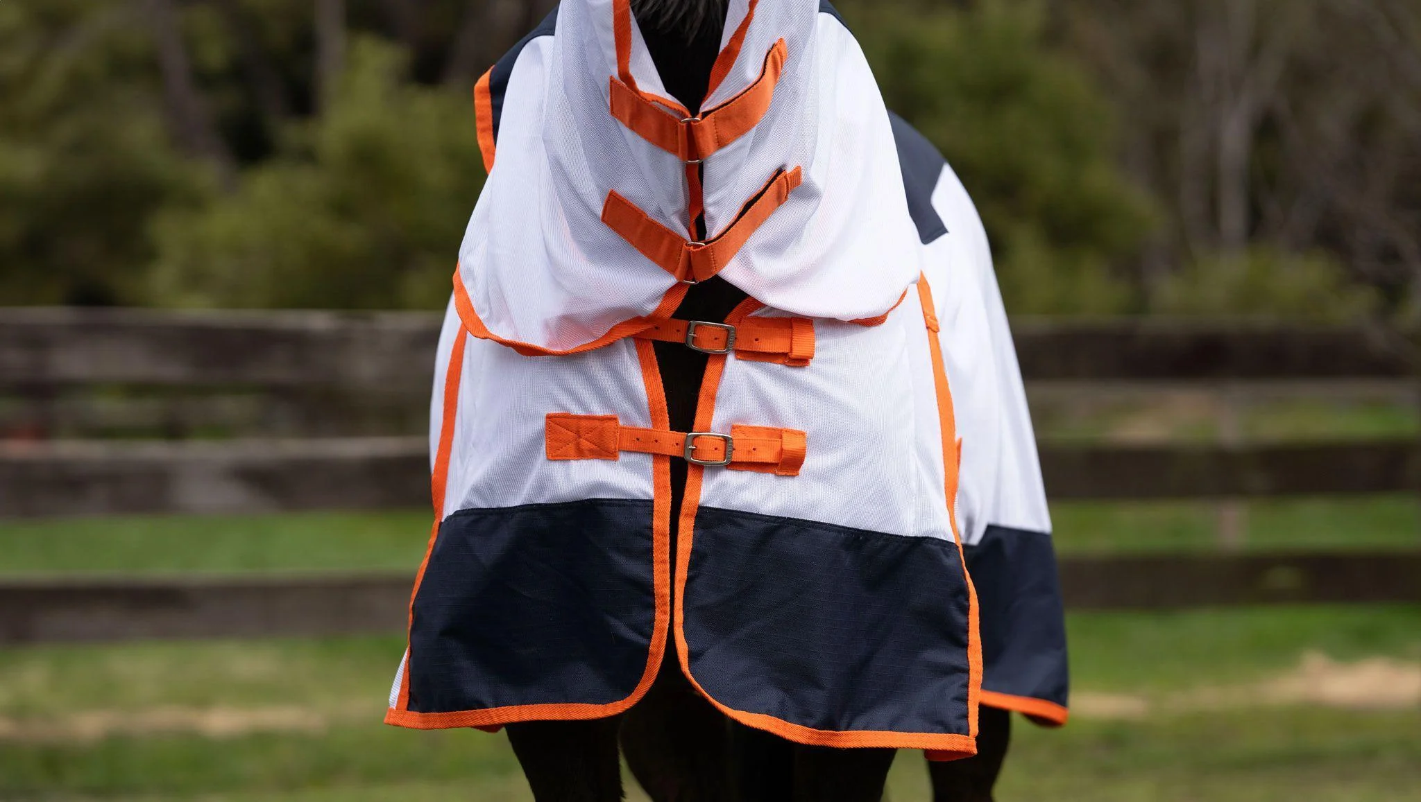 Caribu AeroMist Detach-a-Neck Midnight Orange Horse Rug - Image 24