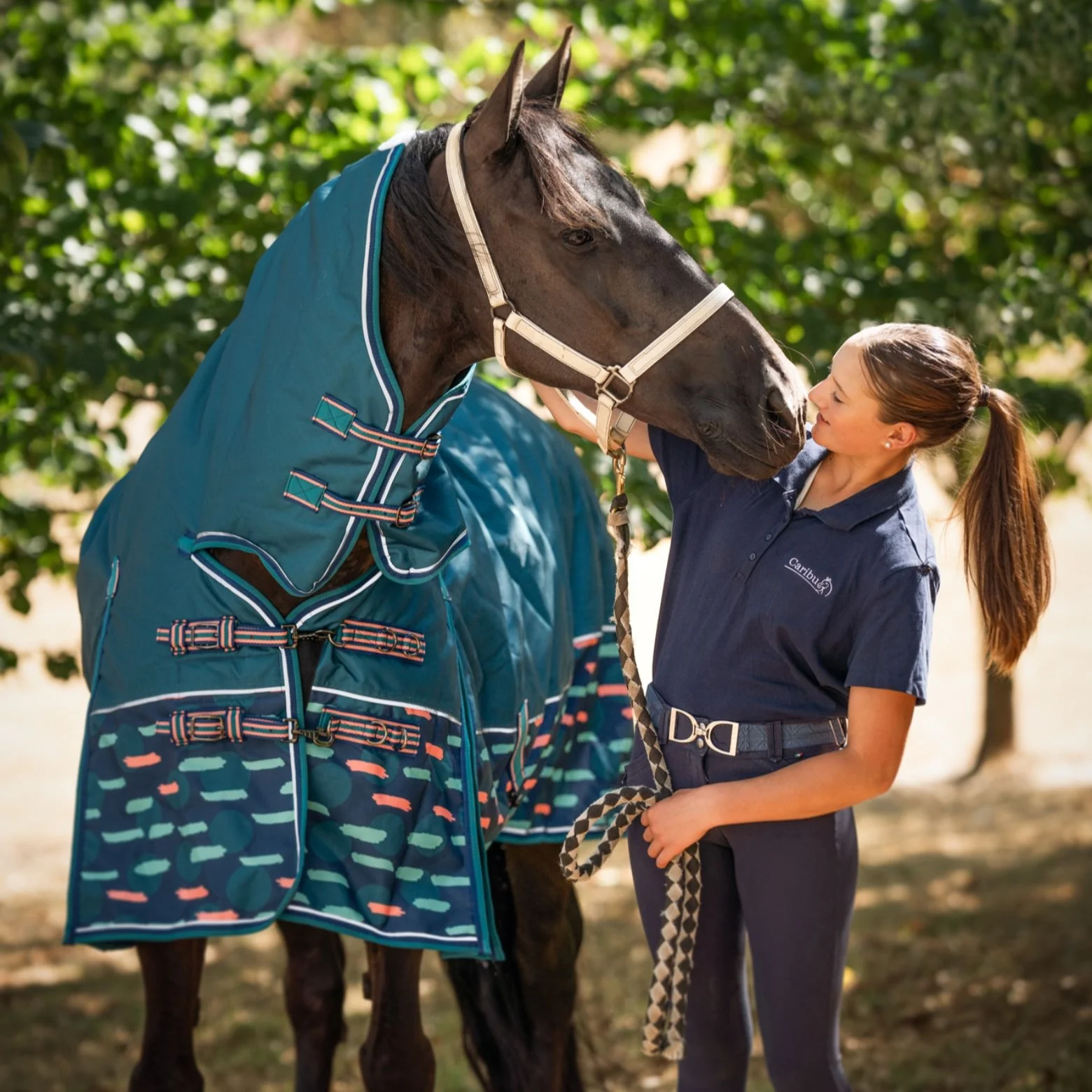 Caribu Alpine Combo Horse Rug 200g Peach Splotch - Image 68