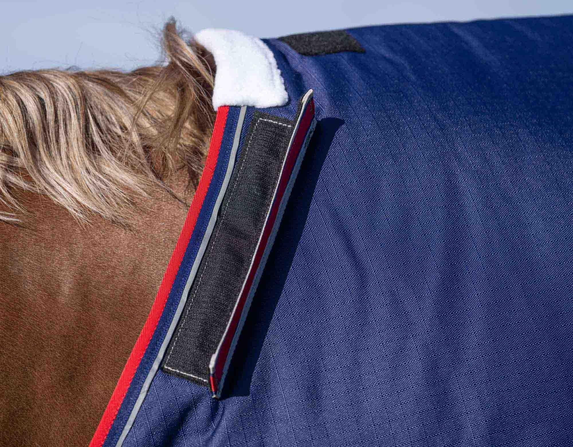 Caribu Alpine Detach-a-Neck Horse Rug 250g Navy Red - Image 59