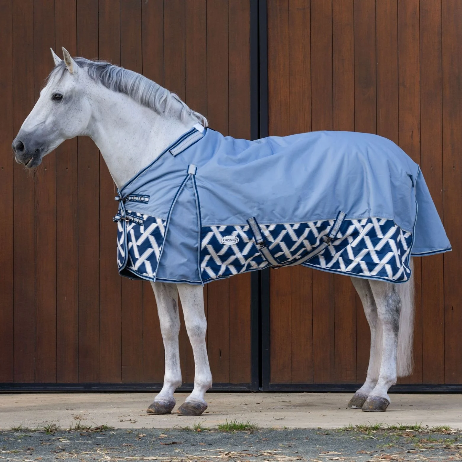 Caribu Alpine Detach-a-Neck Horse Rug 250g Sky Geo - Image 11