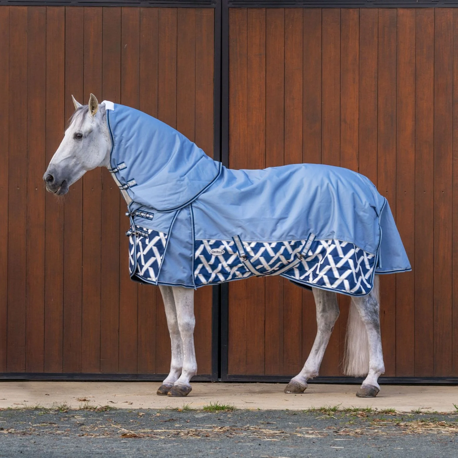 Caribu Alpine Detach-a-Neck Horse Rug 250g Sky Geo - Image 2