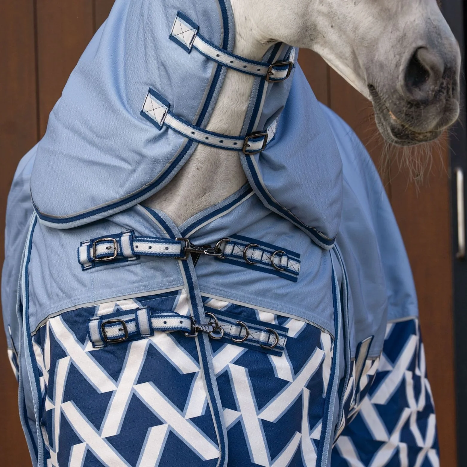 Caribu Alpine Detach-a-Neck Horse Rug 250g Sky Geo - Image 21