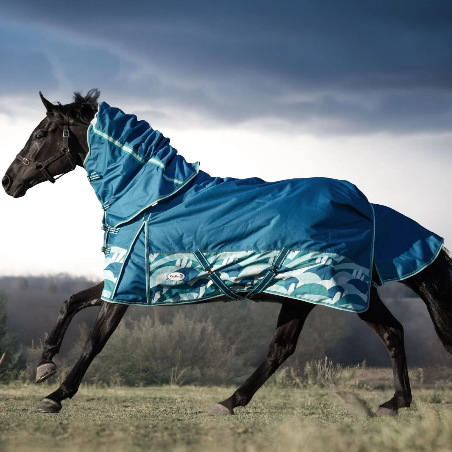 Caribu Alpine Scrunch Detach-a-Neck Horse Rug 100g Ocean Crest - Image 10