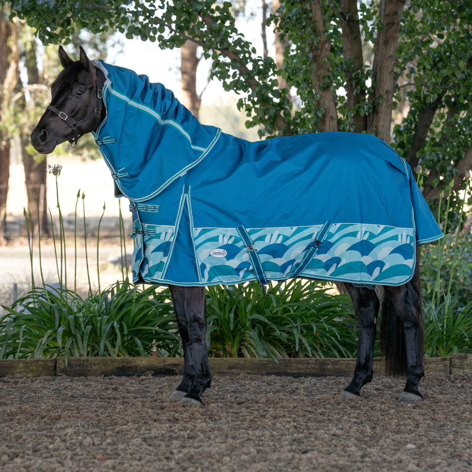 Caribu Alpine Scrunch Detach-a-Neck Horse Rug 100g Ocean Crest - Image 31