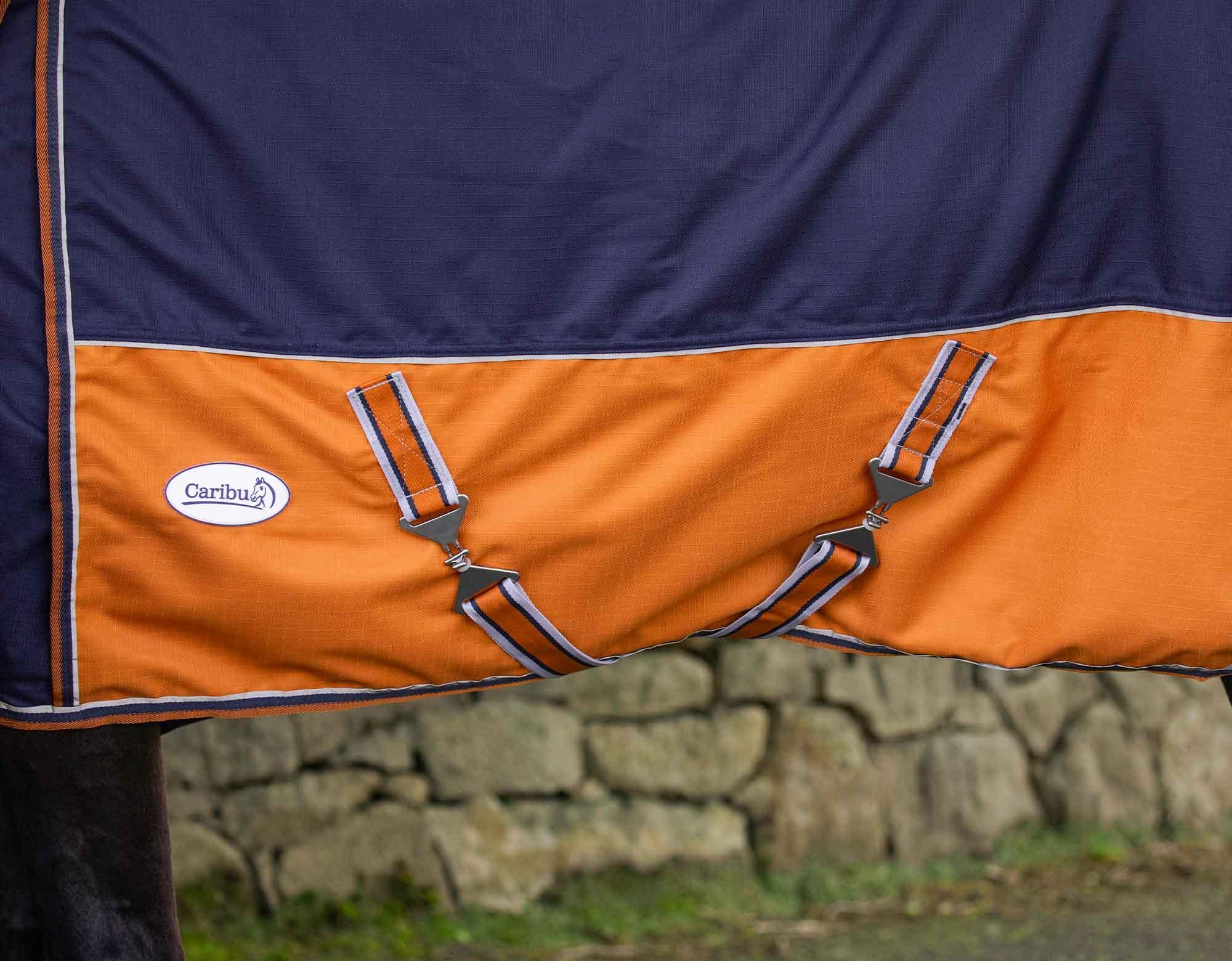 Caribu Alpine XL Gusset Detach-a-Neck Horse Rug 200g Navy Kumquat - Image 24