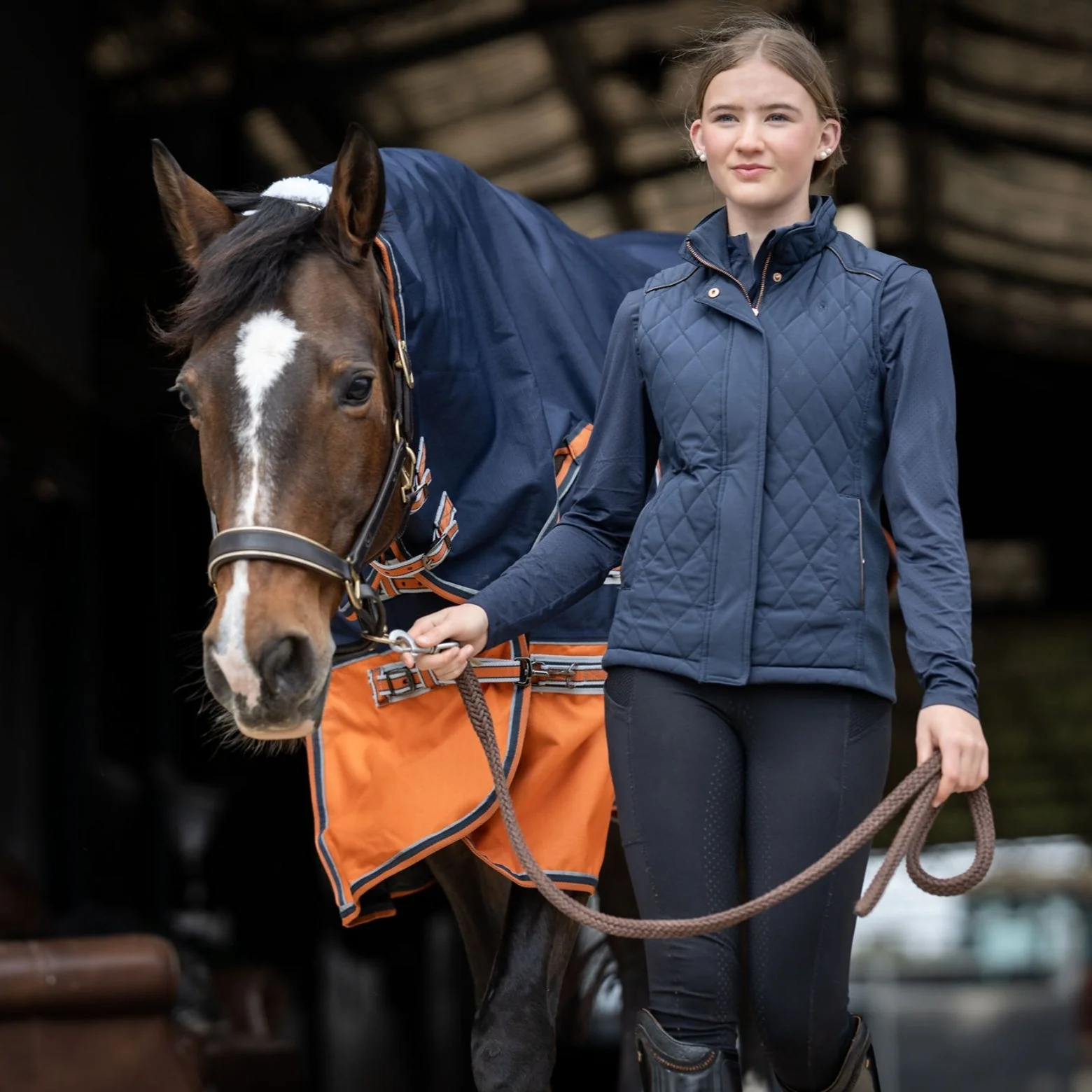 Caribu Colorado Combo Horse Rug 300g Navy/Kumquat - Image 46
