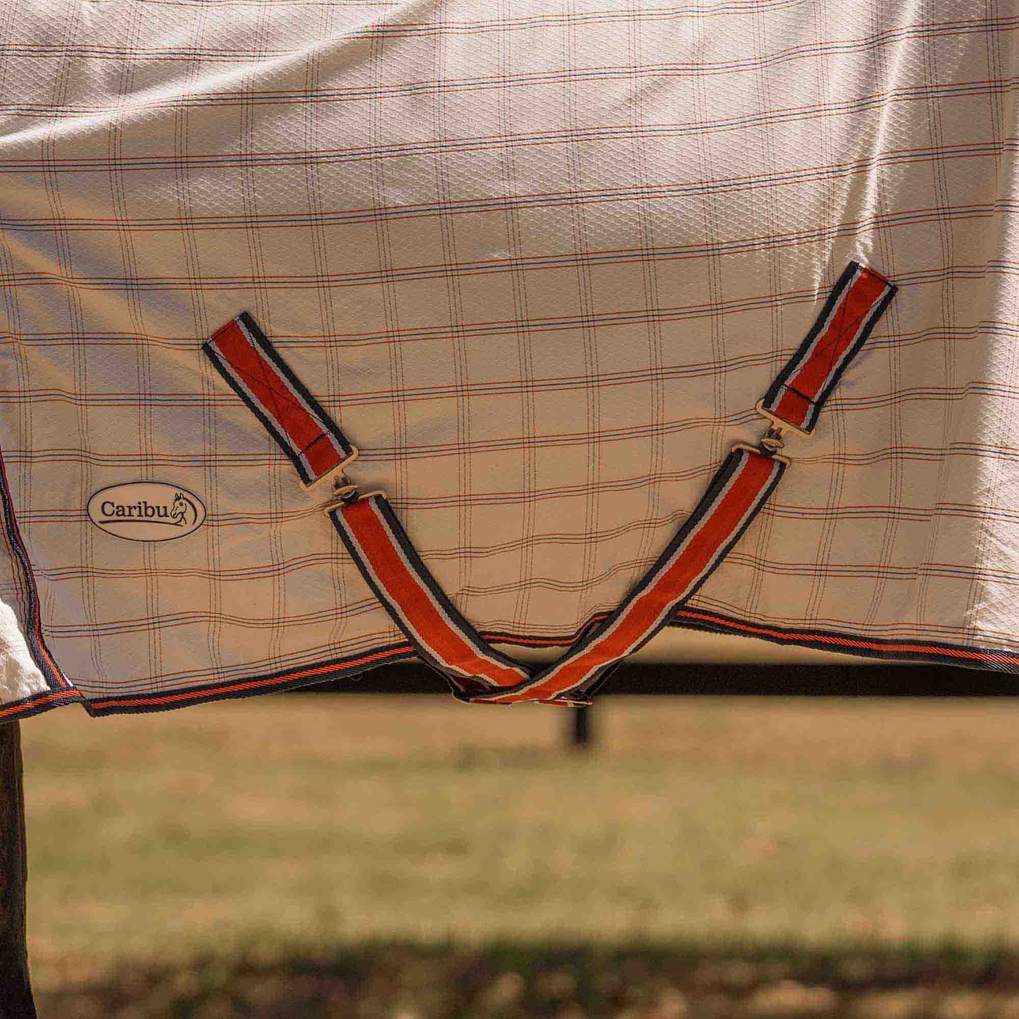 Caribu Ripstop Combo XL Gusset Horse Rug Navy Kumquat - Image 8
