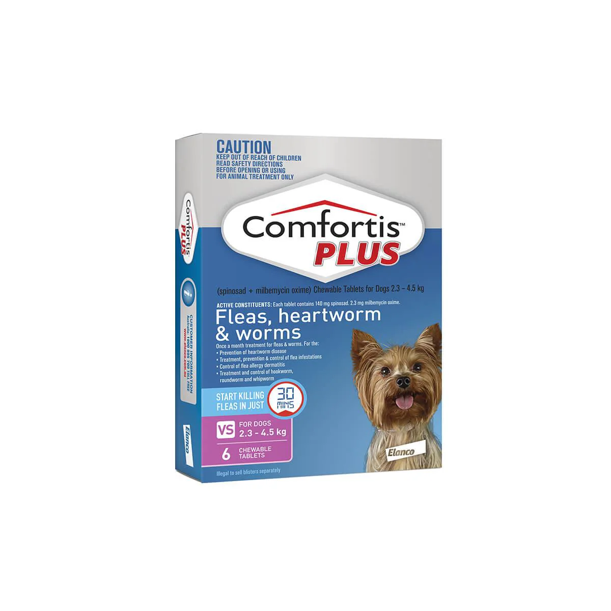 Comfortis Plus Pink Flea & Worming Tablets 2.3-4.5kg Dog 6pk - Image 3
