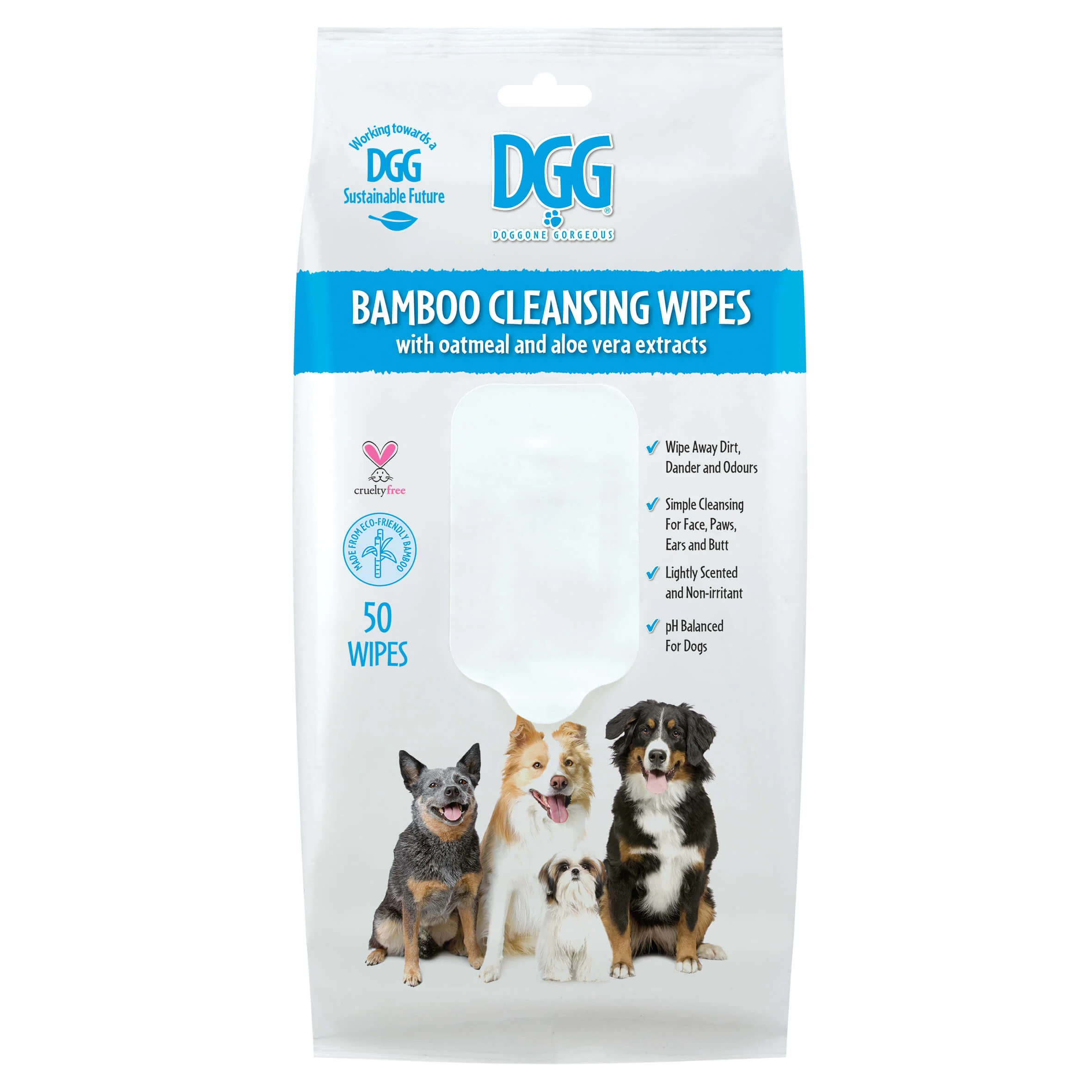 DGG Bamboo Wipes For Dog Paws, Face and Ears 50Pk - Image 2