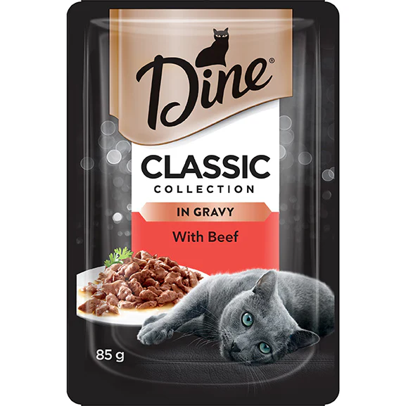 Dine Classic Collection Beef In Gravy Wet Cat Food Pouch 85g - Image 3