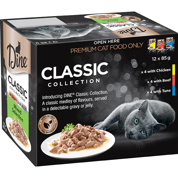 Dine Classic Collection Mixed Selection In Gravy & In Jelly Wet Cat Food Pouches 12x85g - Image 4