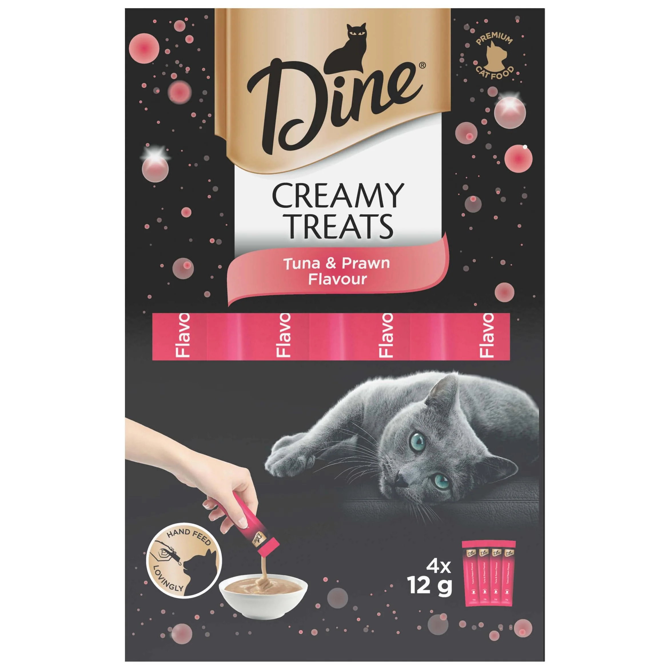 Dine Creamy Treats Tuna & Prawn Flavour Cat Treats 4x12G - Image 7
